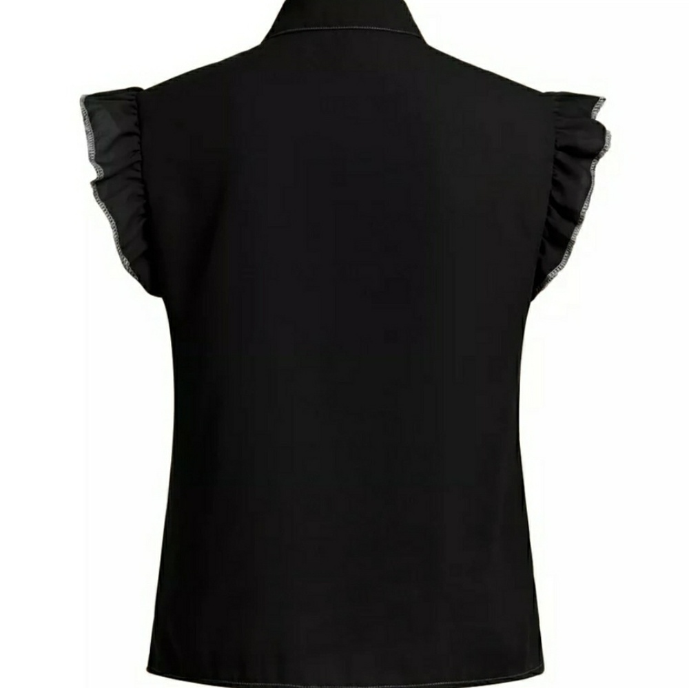 BOW TIE SHORT SLEEVE BLOUSE - Picture 4 of 5